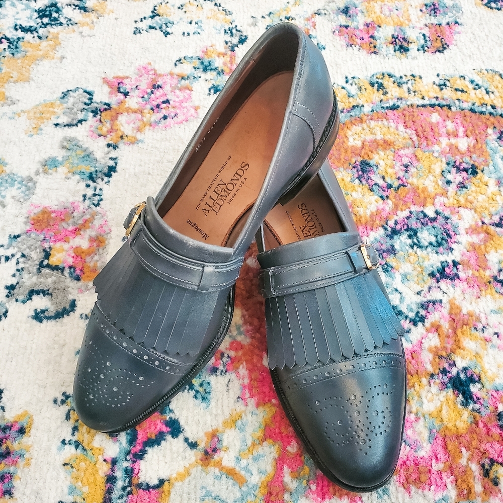 Allen Edmunds Montague Gray Leather Loafers